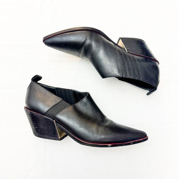 Sigerson Morrison Black Ankle Bootie Low Cut Slip On Leather Size 7.5 - Picture 3 of 6